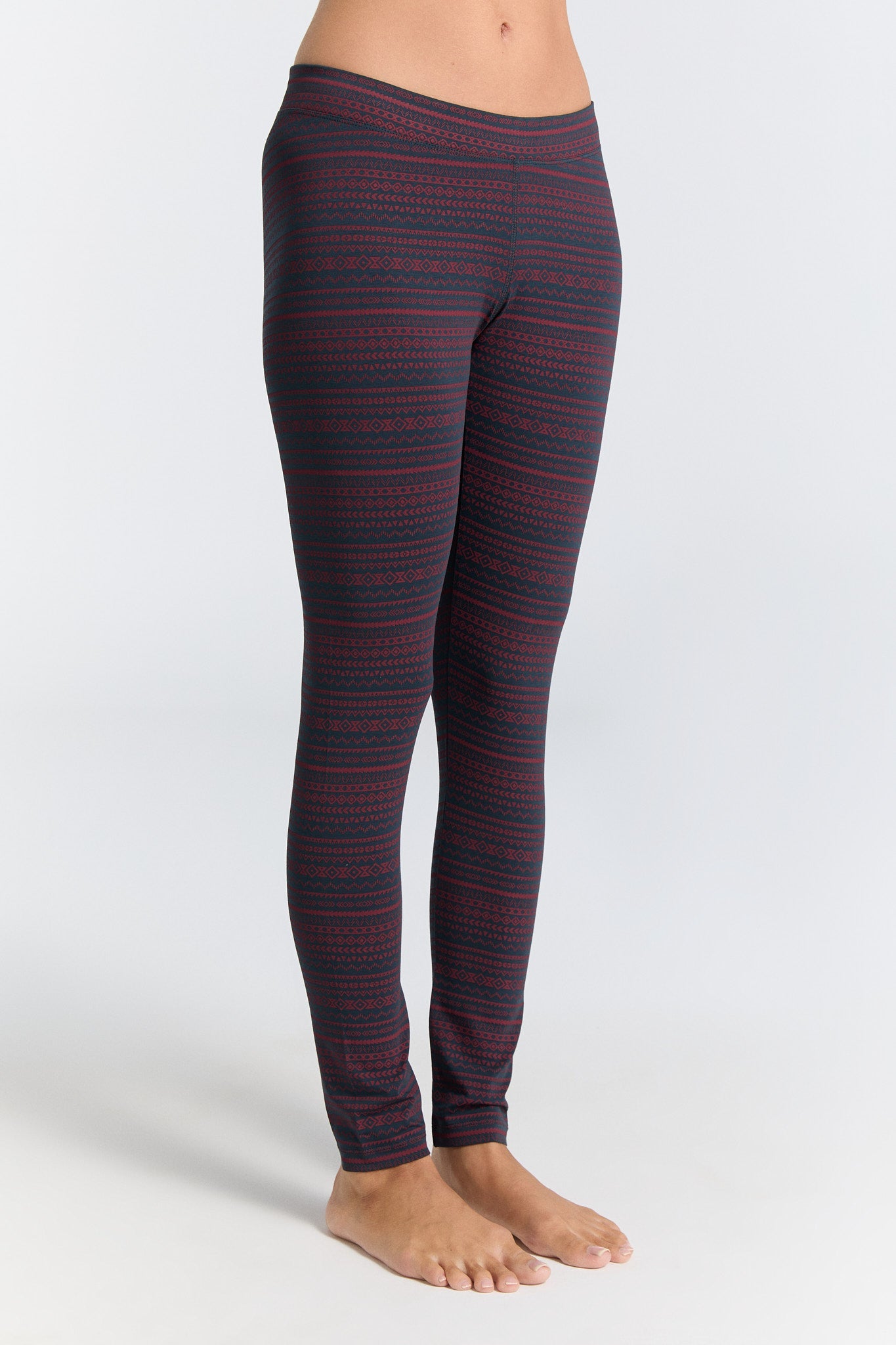 1611-084 | Damen Leggings Baumwolljersey - Geometrisch Navy-Tibetrot