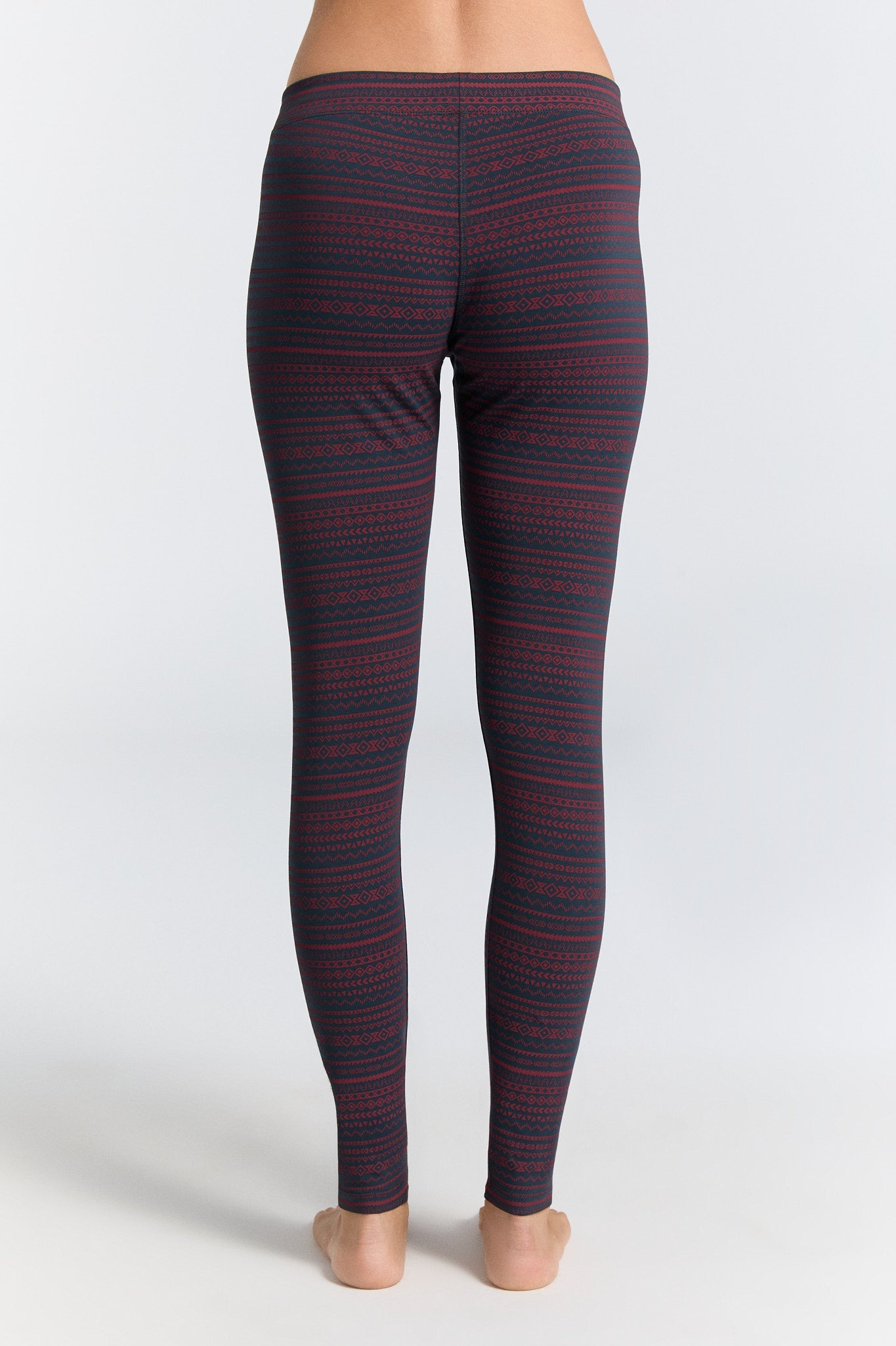 1611-084 | Damen Leggings Baumwolljersey - Geometrisch Navy-Tibetrot
