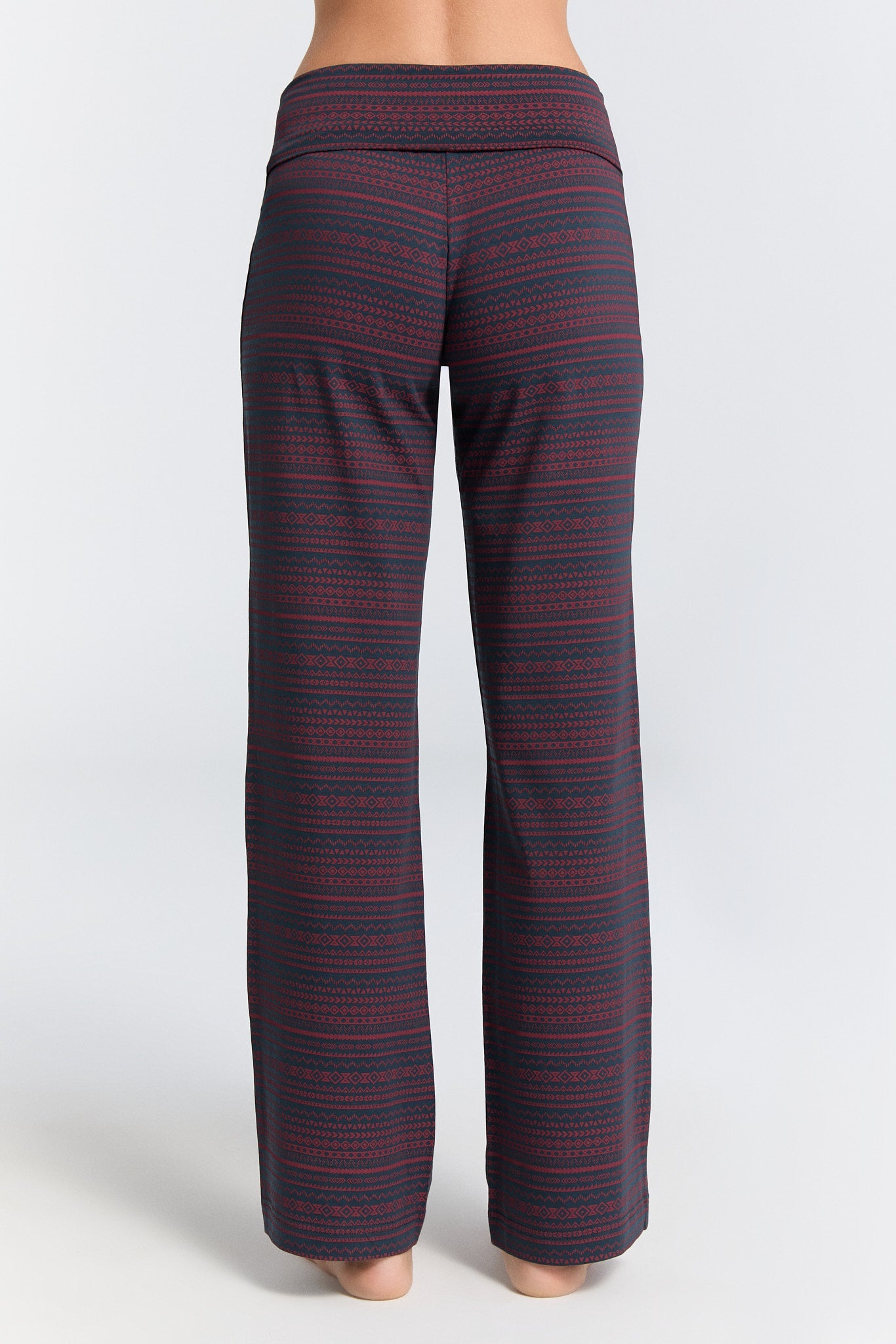 1726-084 | Damen Hose mit Umschlagbund -Geometrisch navy-tibetrot