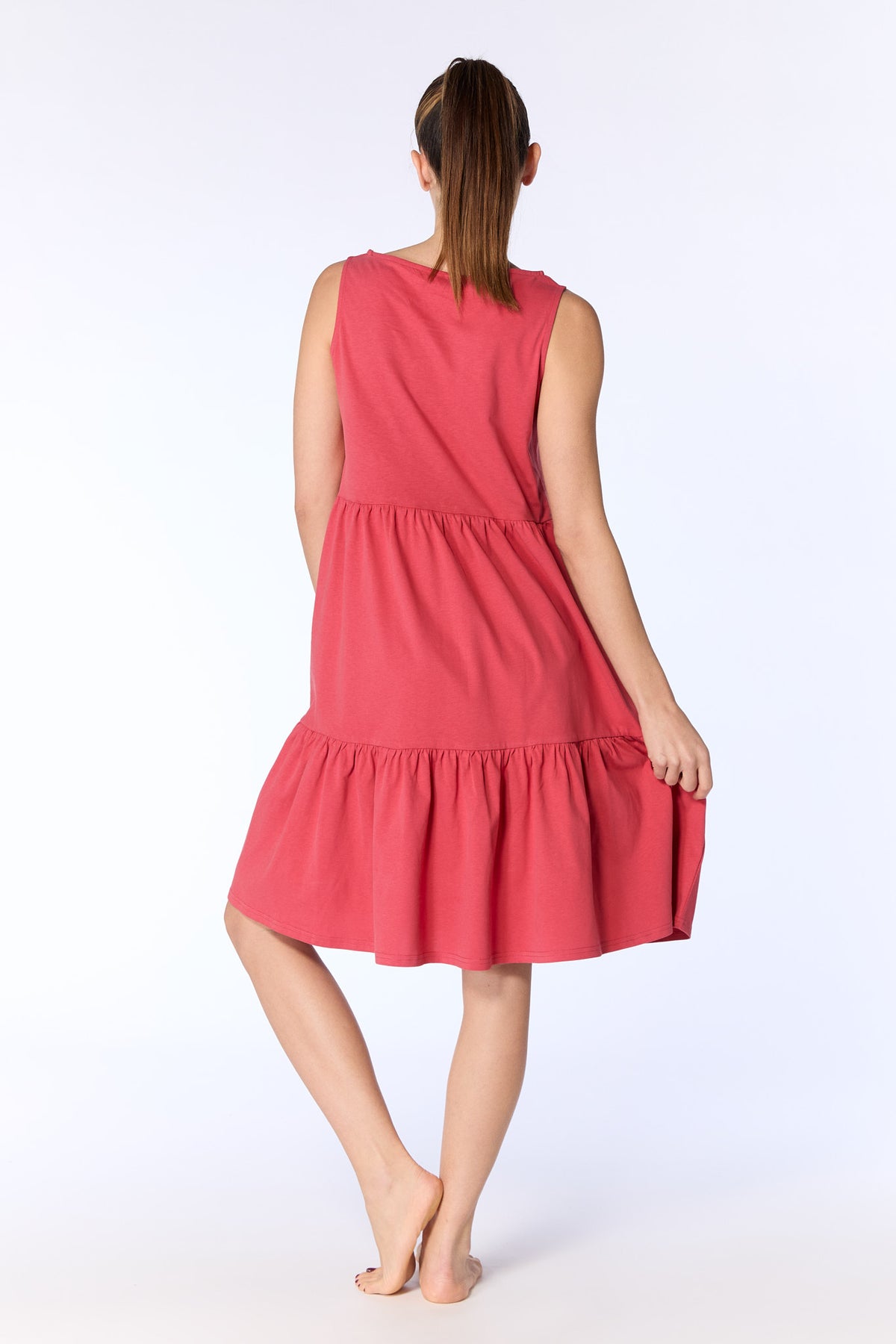 1733-135 | Flounce Dress - Cardinal Red