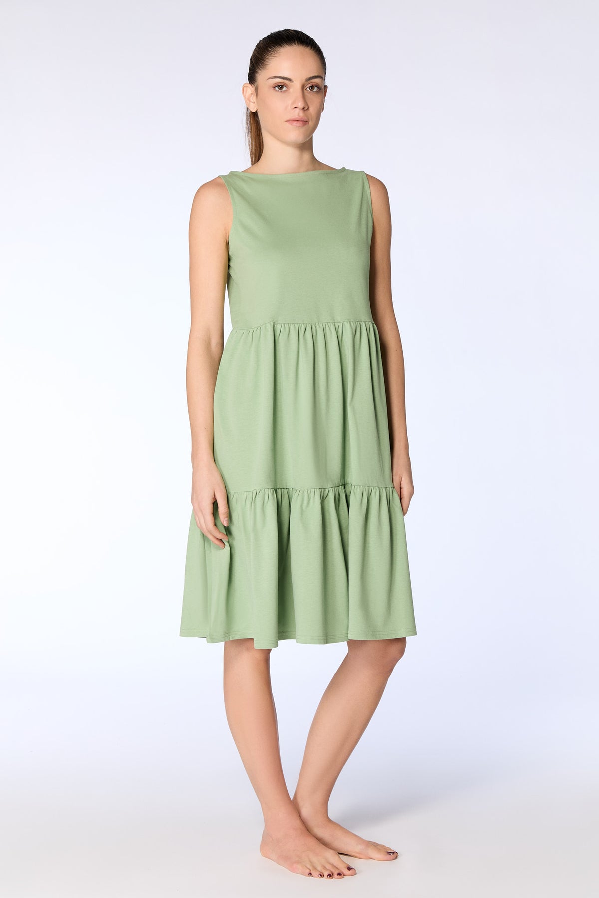 1733-136 | Flounce Dress - Basil