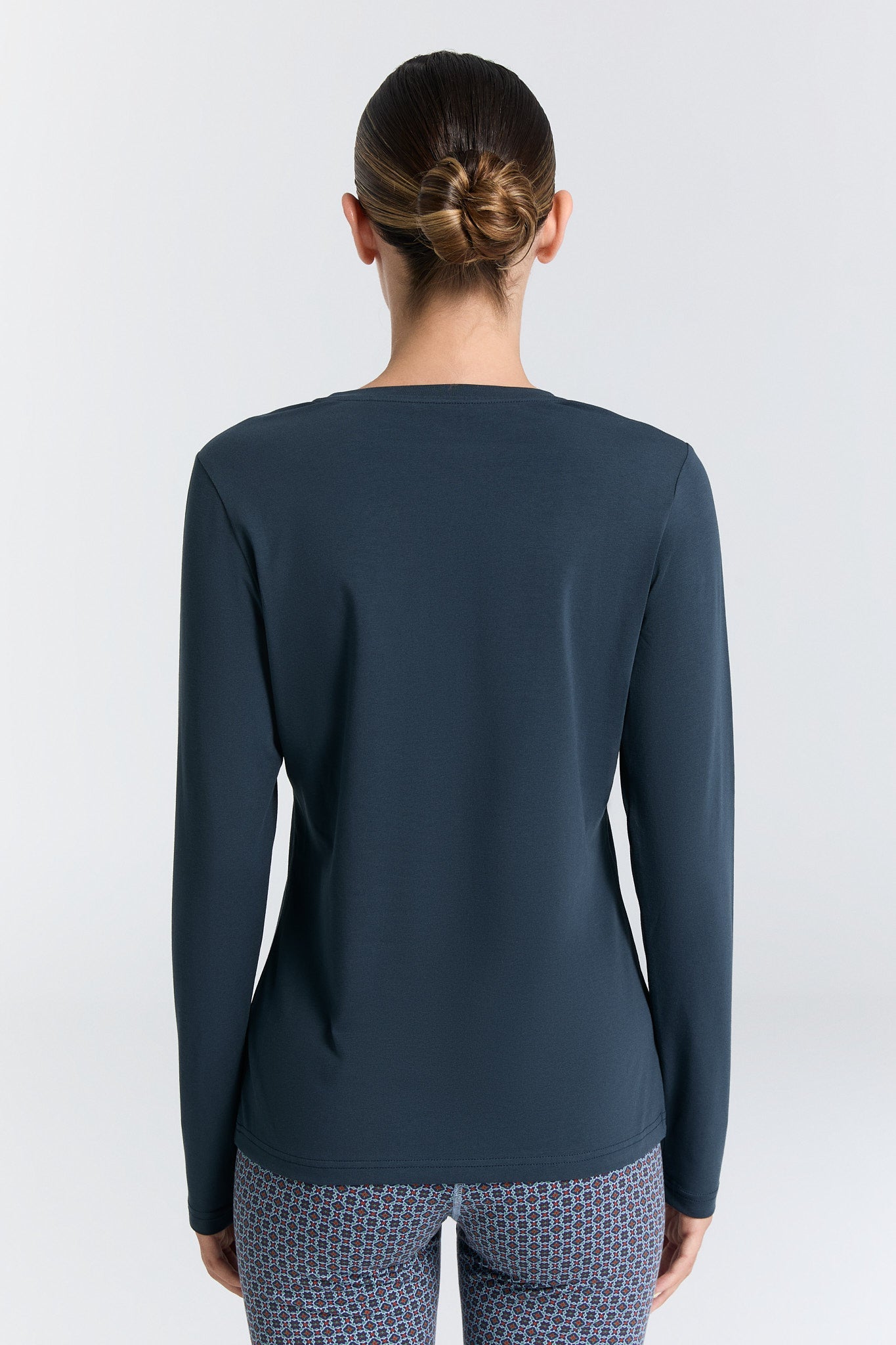 4413-048 | Damen V-Neck Langarmshirt - Navy