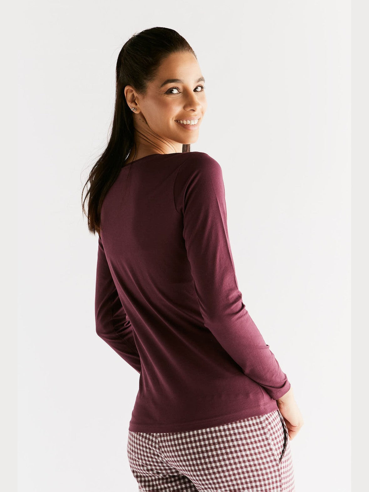 1251-02 | Damen Langarmshirt - Aubergine