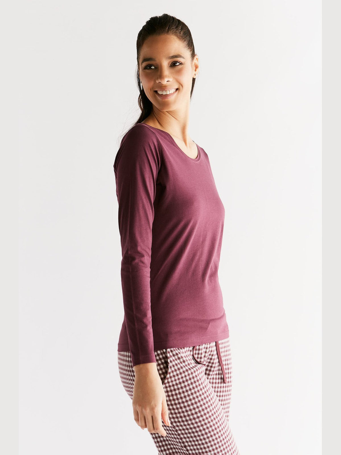 1251-02 | Damen Langarmshirt - Aubergine