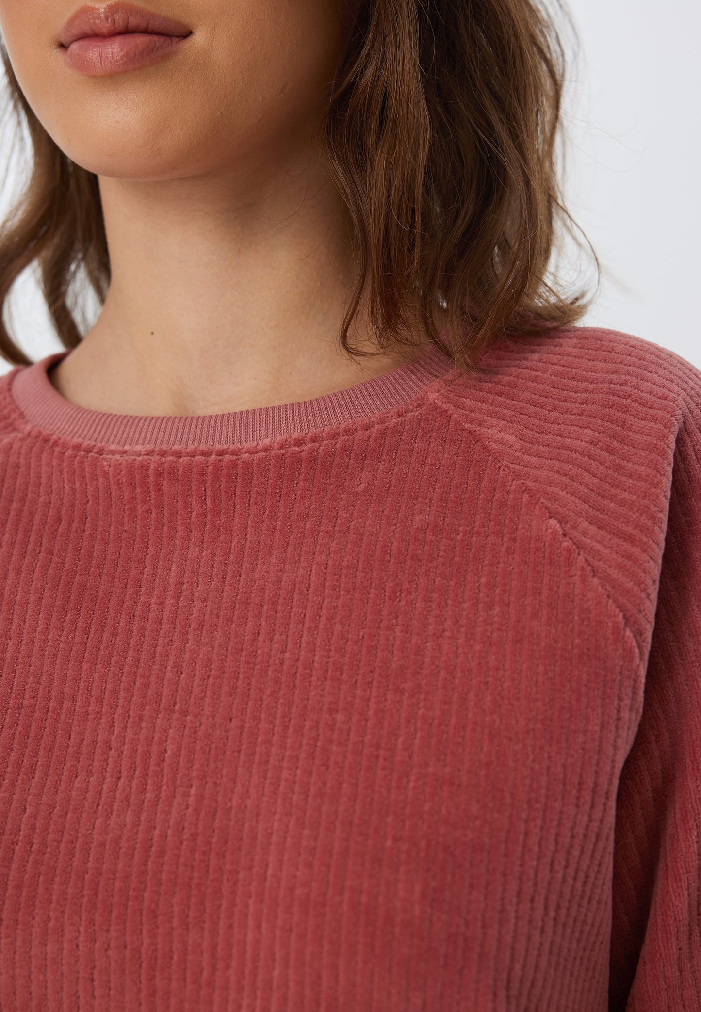 1278-072 | Damen Cord Sweatshirt - Dunkel Mauve