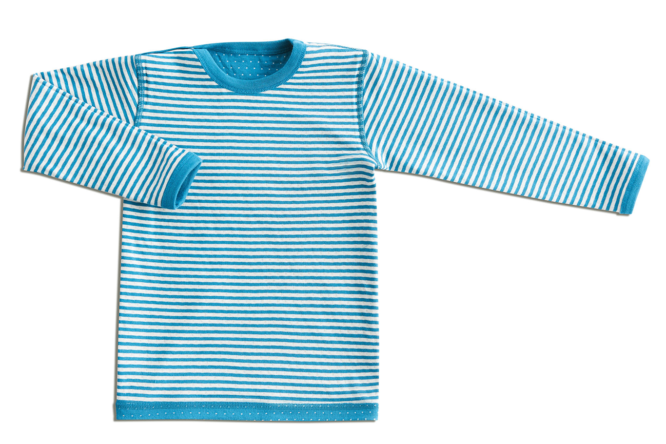 2650BW | Baby Wendelangarmshirt - Saphirblau-Naturweiss