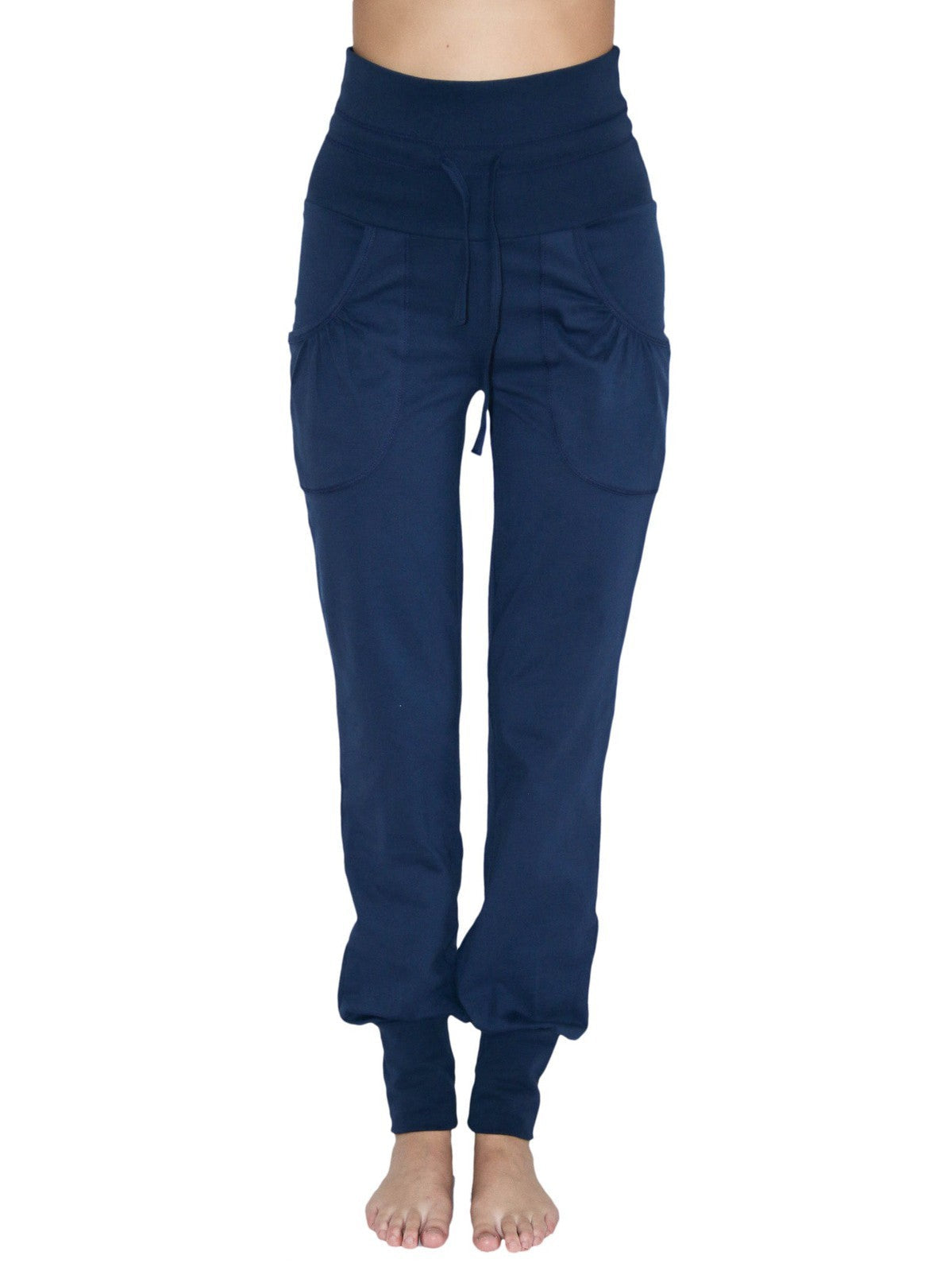 4082NV | Damen Yogahose mit Umschlagbund - Navy