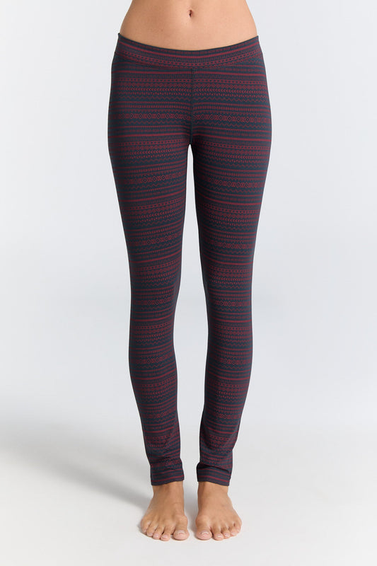 1611-084 | Damen Leggings Baumwolljersey - Geometrisch Navy-Tibetrot
