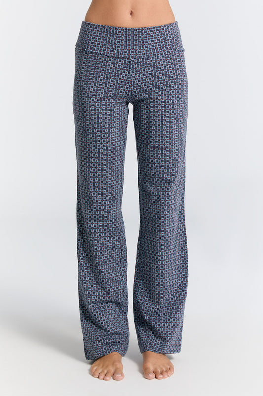 1726-133 | Damen Hose mit Umschlagbund - Floralgeo