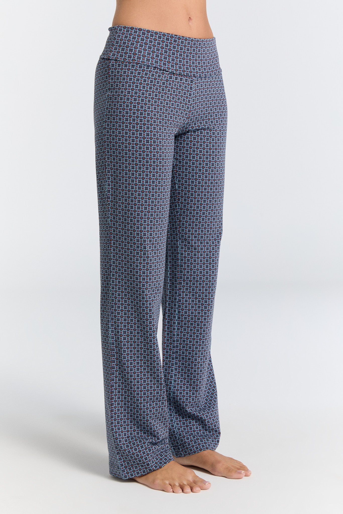 1726-133 | Damen Hose mit Umschlagbund - Floralgeo