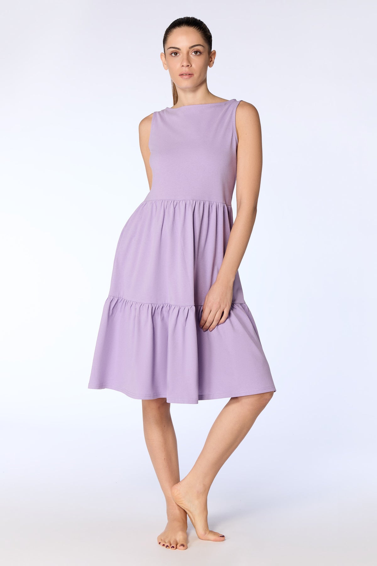 1733-134 | Flounce Dress - Viola