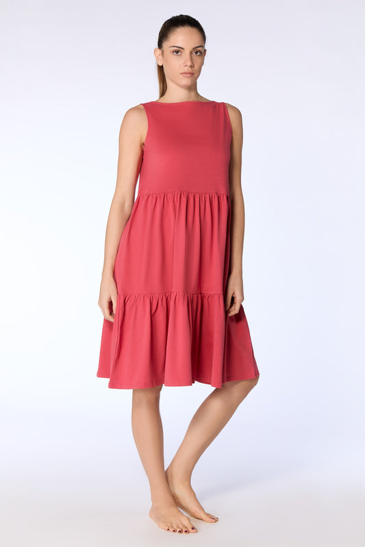 1733-135 | Flounce Dress - Cardinal Red