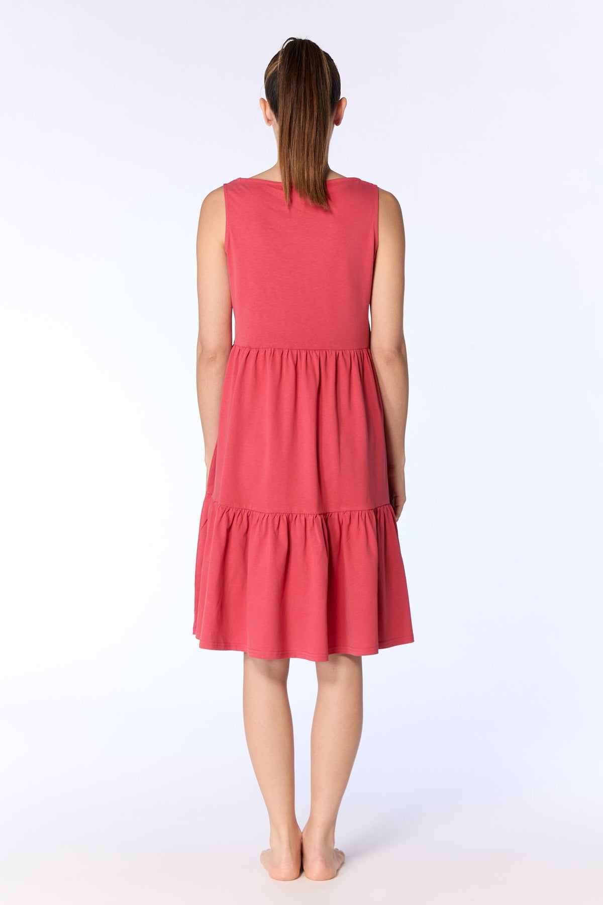 1733-135 | Flounce Dress - Cardinal Red