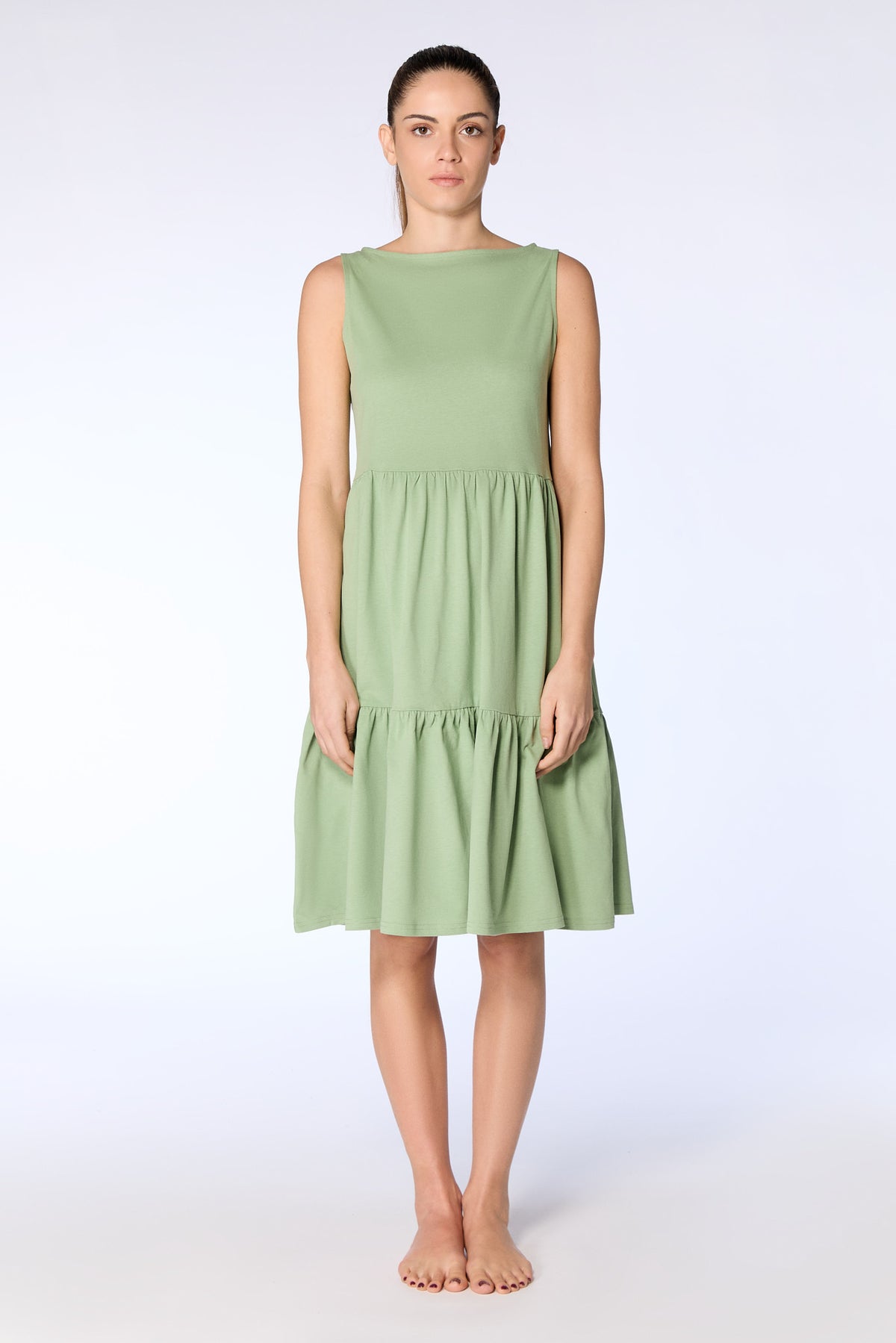 1733-136 | Flounce Dress - Basil