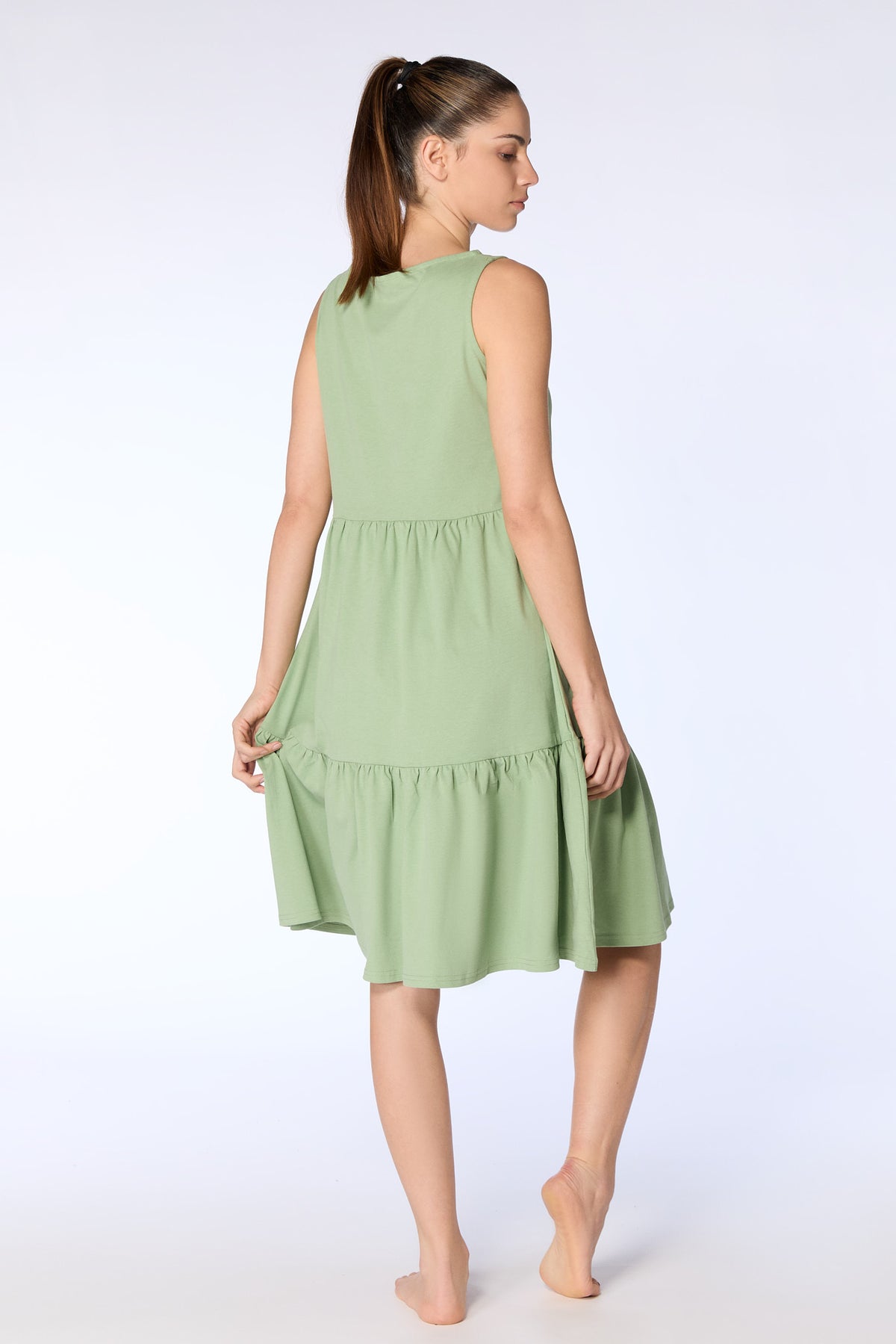 1733-136 | Flounce Dress - Basil