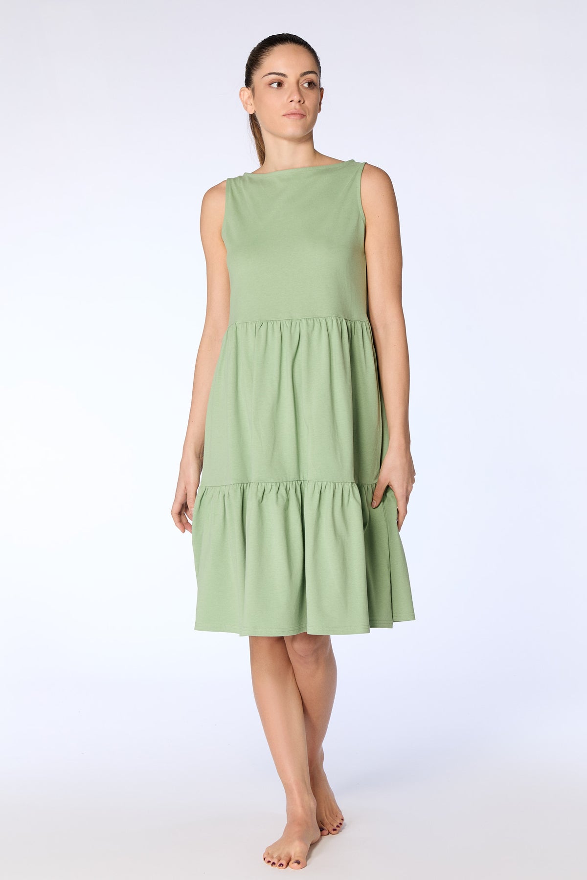 1733-136 | Flounce Dress - Basil