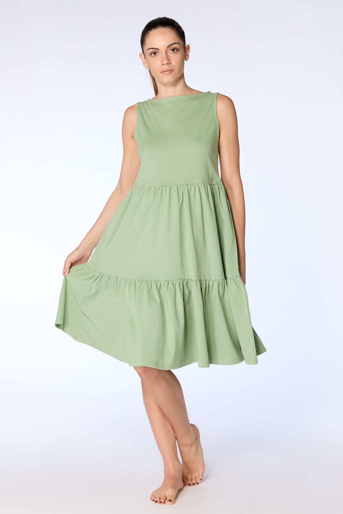 1733-136 | Flounce Dress - Basil