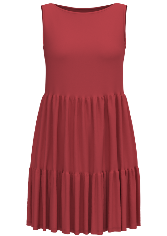 1733-135 | Volantkleid - Kardinalrot