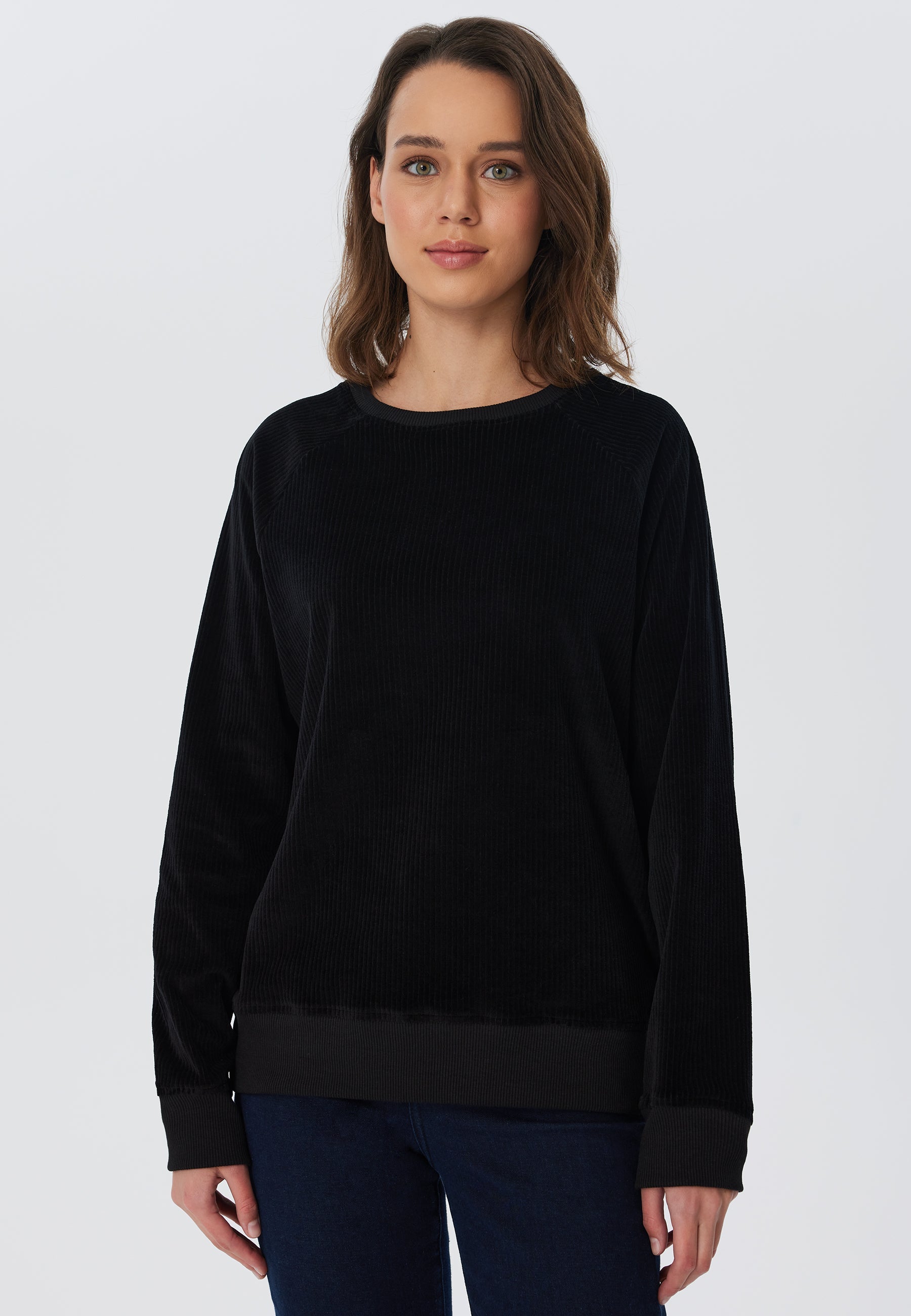 Leela Cotton 1278-021 | Damen Cord Sweatshirt - Schwarz