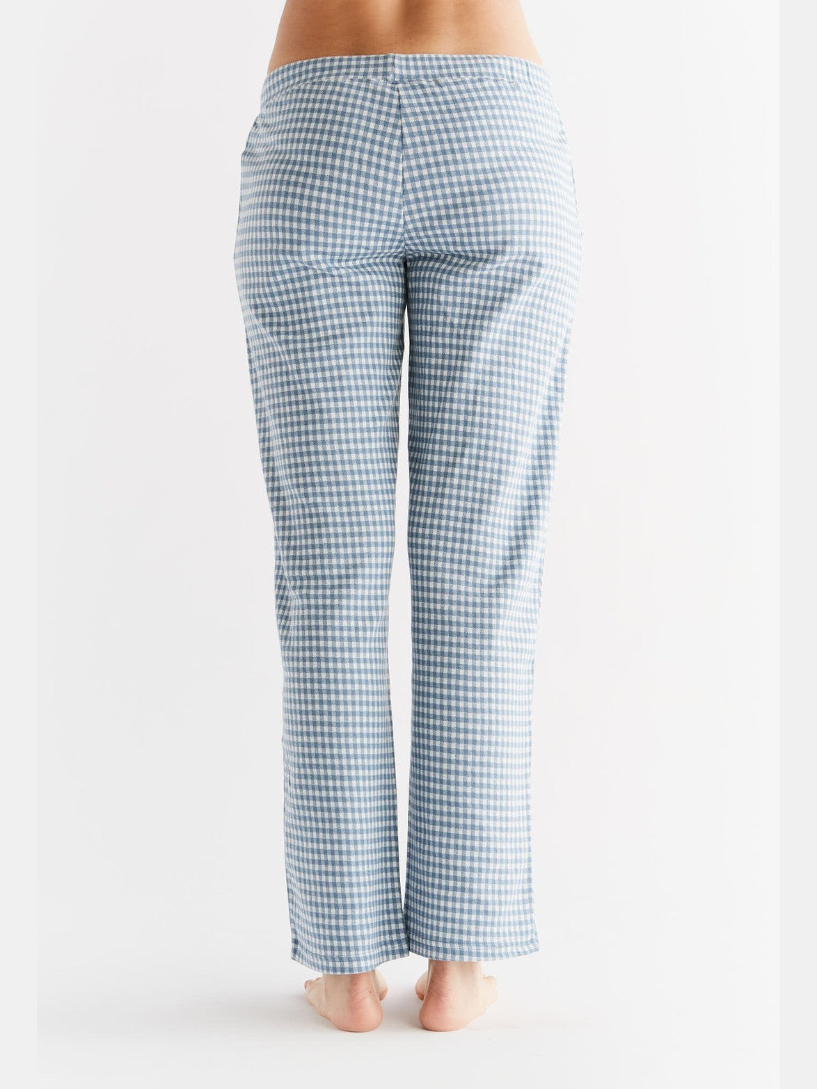 1455-03 | Damen Homewear-Hose kariert - Denimblau-Natur