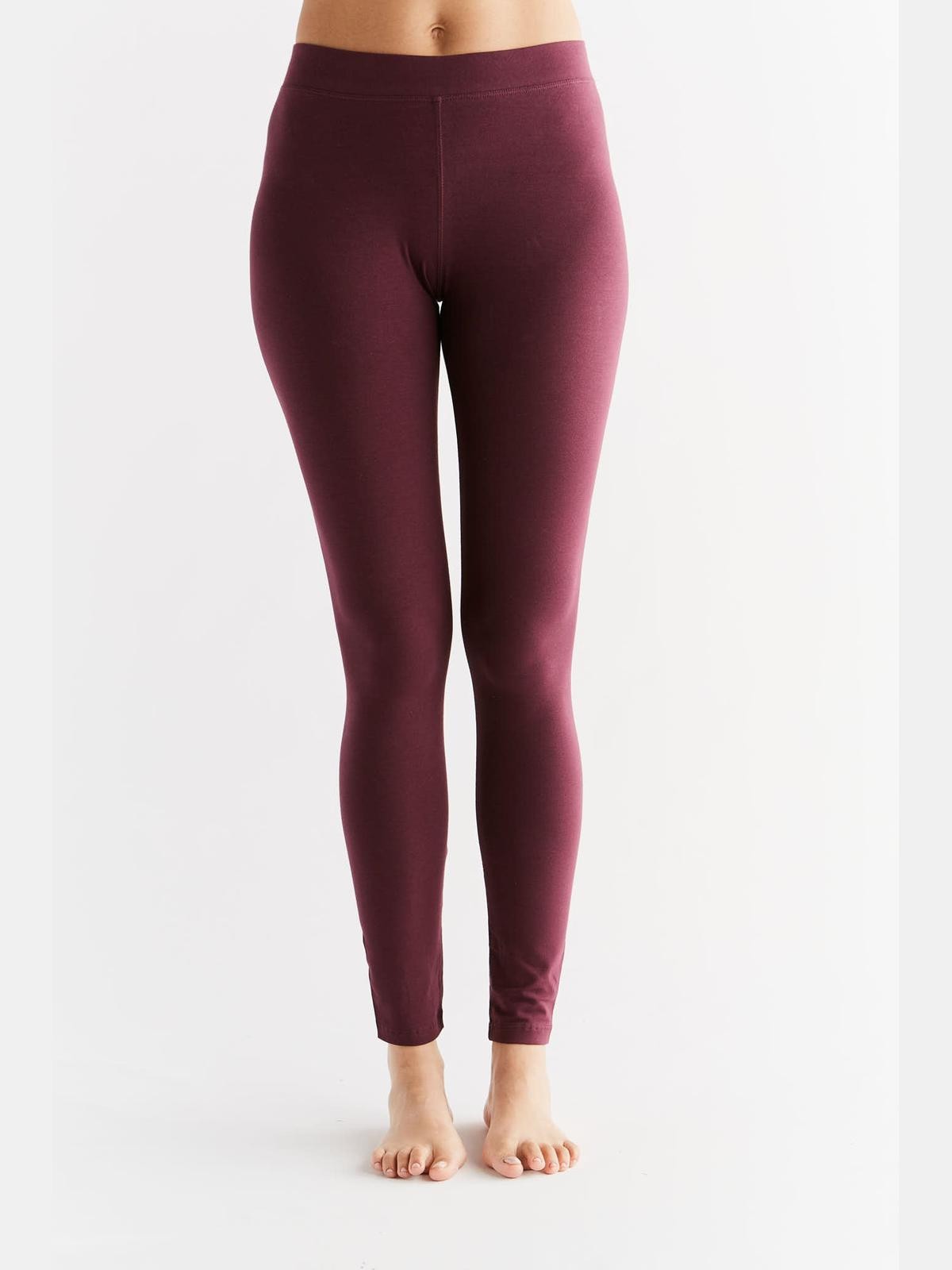 ﻿Leela Cotton 1611-03 | Damen Leggings Baumwolljersey - Aubergine