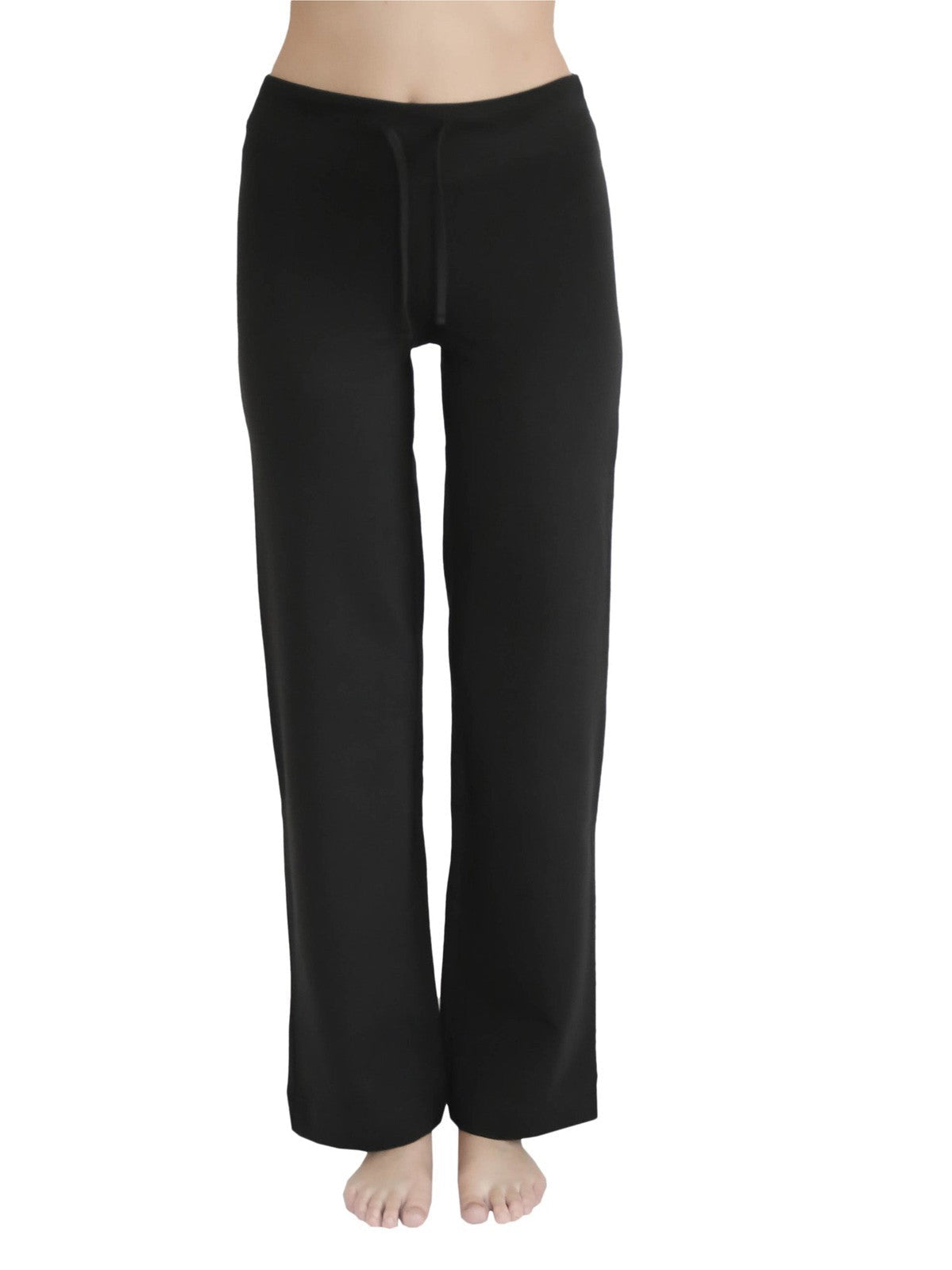 Leela Cotton 4207S | Damen Yogahose mit Rippbund - Schwarz